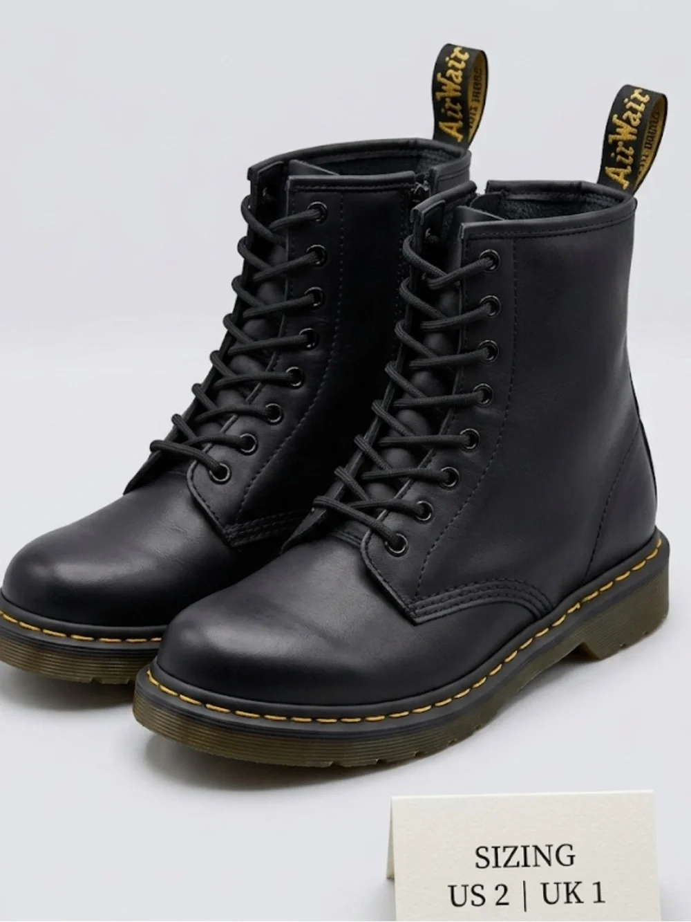 Dr. Martens Kids 1460 Black Leather Combat Boots - Size US 2 / UK 1